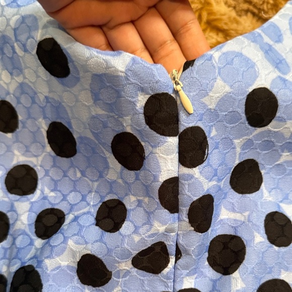 Tahari by Arthur S. Levine Elegant Blue and Black Polka Dot Dress size 8P - Picture 8 of 11